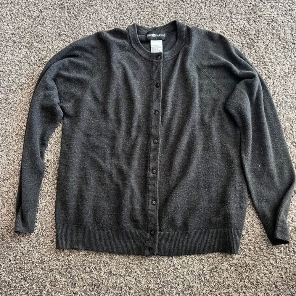 Sag Harbor Charcoal Cardigan Sweater